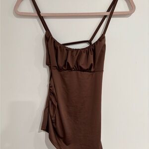 Women's Brown Asymmetric Tank Top